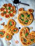 203. Various Character Pizzas (flowers, butterflies, hearts and bears)