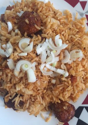 A picture of Veg Manchurian Rice(Indo-chinese recipe).