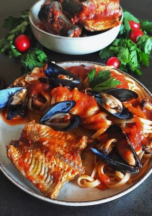 Foto di Bavette capitone e cozze