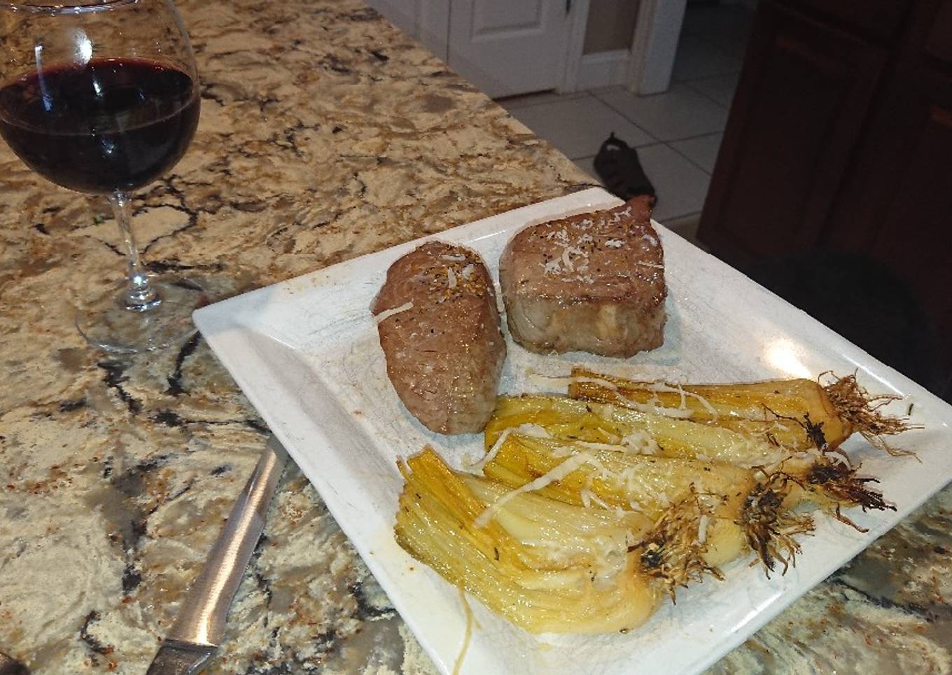 Baked Italian Beef Medallions and Leeks