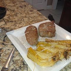 A picture of Baked Italian Beef Medallions and Leeks.