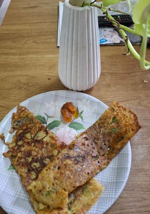 A picture of Crispy sorghum dosa.