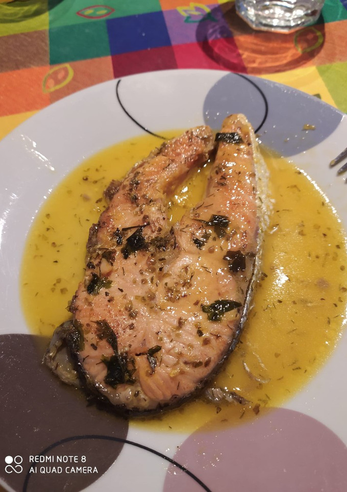 Una foto de Salmón a la naranja