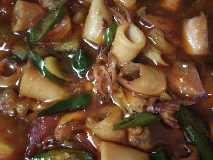 Cara Sederhana Membikin Resep  Cumi asin cabe ijo pedas manis tanpa penyedap rasa yang Enak, Enak
