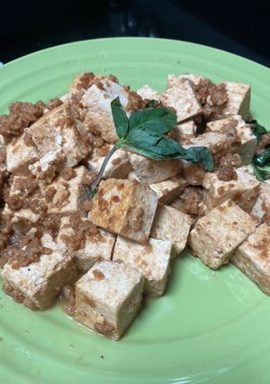 素食九層塔肉末豆腐 的食譜成品照片