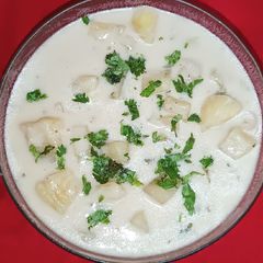 A picture of Cassava in Coconut milk.