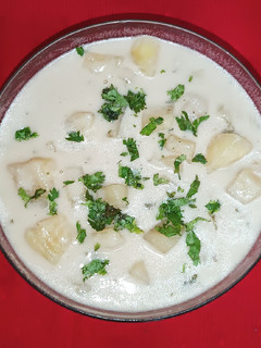 A picture of Cassava in Coconut milk.