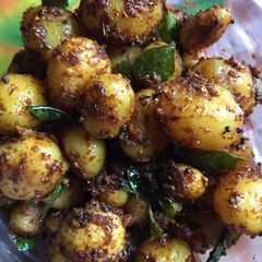 A picture of Cumin seeds baby potatoes fry.
