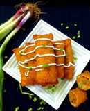 Spring onion, potato stuffed bread roll