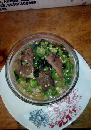 A picture of Oil less Okro soup with Ugwu.