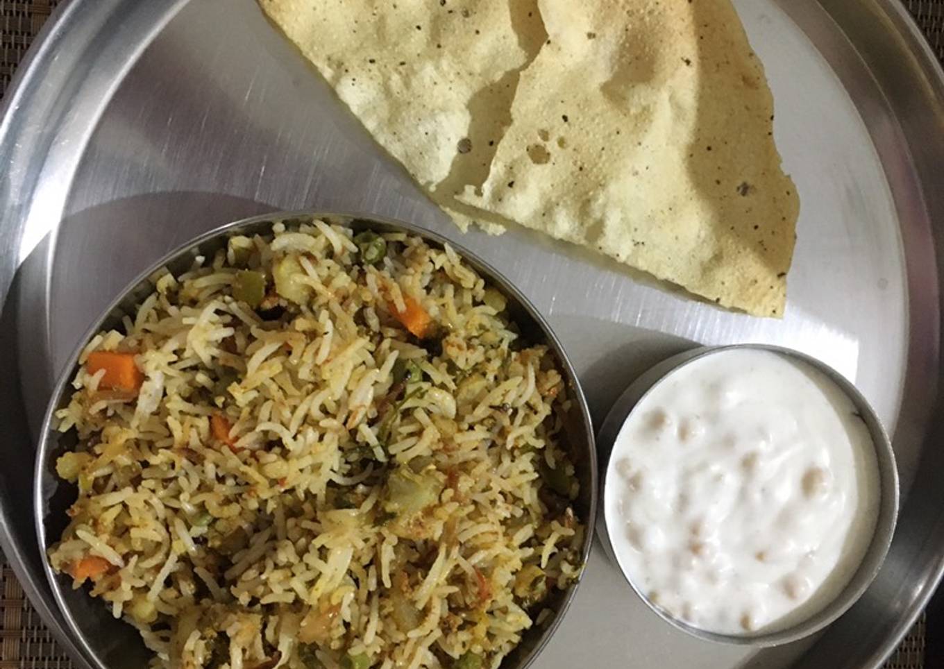 Veg Hyderabadi Biryani with Boondi raita