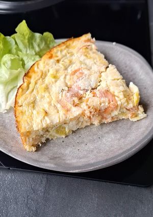 A picture of Polenta Tart with Smoked Salmon and Leeks.