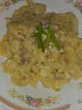 Macaroni Carbonara with Meatball Pieces🌼