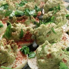 A picture of Avocado Deviled Eggs.