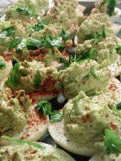 A picture of Avocado Deviled Eggs.