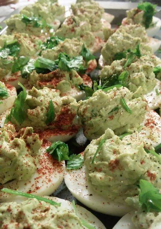 A picture of Avocado Deviled Eggs.