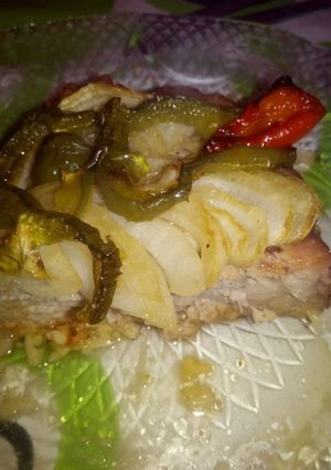 Una foto de Carre de cerdo con verduras