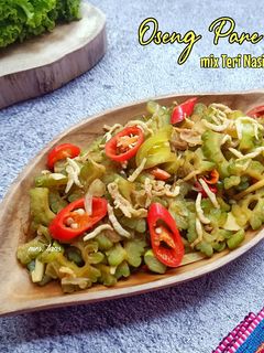Foto resep Oseng Pare mix Teri Nasi