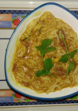 A picture of Rice and rajma veg.