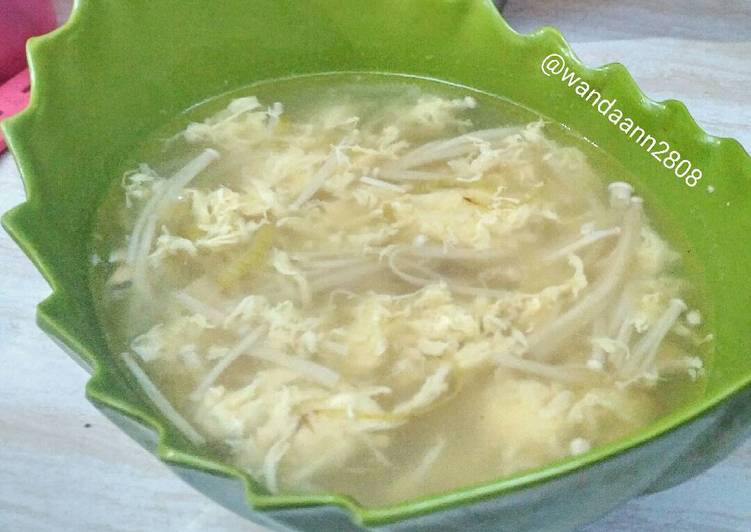 Resep Sup telur enoki Anti Gagal