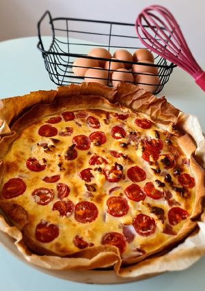 Une photo de Quiche tomate vache qui rit et jambon