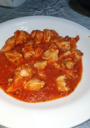 Una foto de Carne con tomate