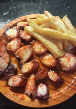 Una foto de Pulpo a la gallega diferente