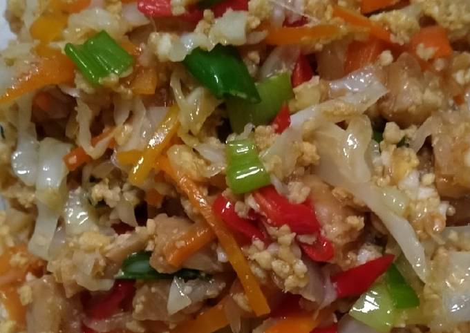 Cara  membuat Orak arik simpel kol wortel tempe telur  menggugah selera