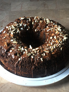 Una foto de Rosca marmoleada de choco-banana