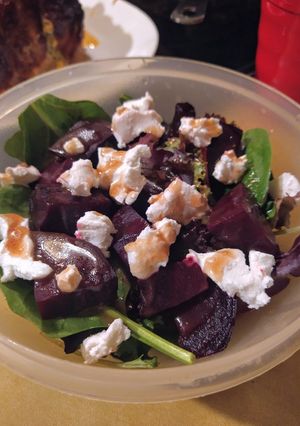 A picture of Roasted Beet and Goat Cheese Salad.