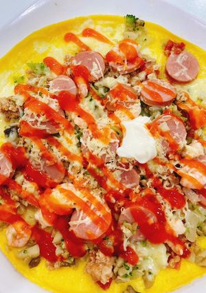 Hình của món Pizza trứng KETO.
