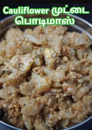 A picture of Cauliflower egg podimas recipe / Quick side dish for rice 😋/ Gobhi egg masala recipe.