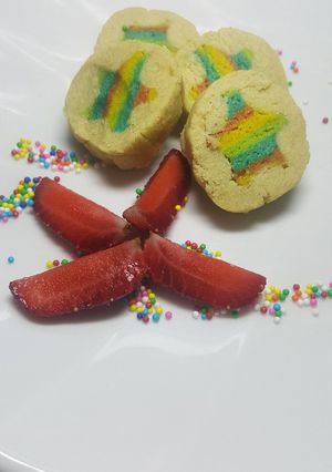 A picture of Star rainbow cookies.