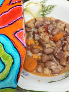 Una foto de Potaje del obispo con batata y zanahoria en olla a presión