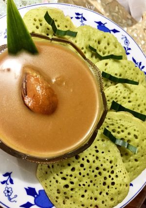 Foto resep Serabi Pandan Kuah Kinca Durian
