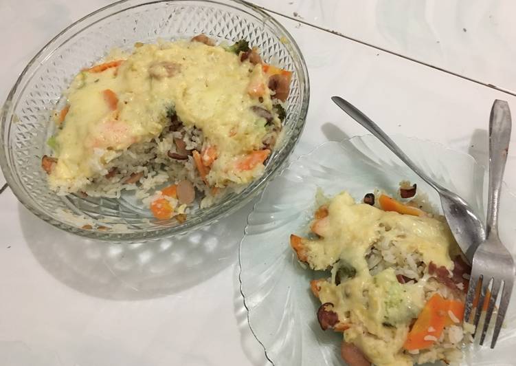 Nasi Panggang Keju (Baked Cheese Rice) Super Gampang