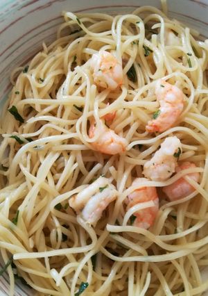 Una foto de Linguini con camarones