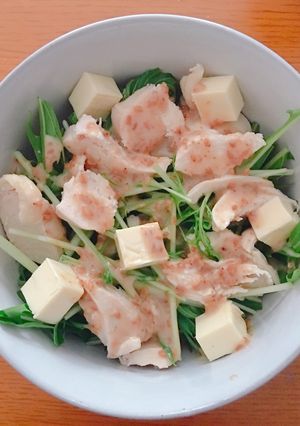 Hình của món Salad Rau Mizuna Nhật.