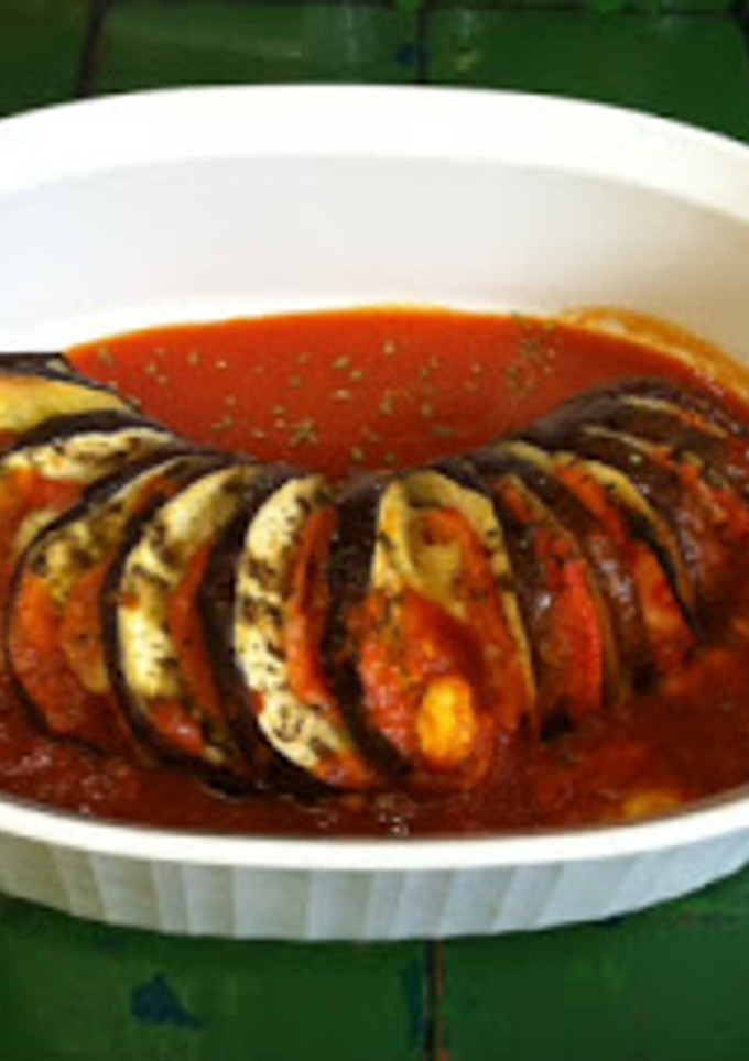 Una foto de Berenjena hasselback