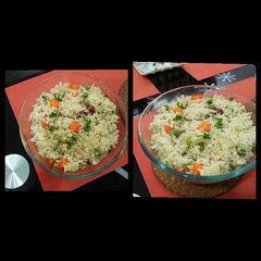 A picture of Veg pulao in rice cooker.
