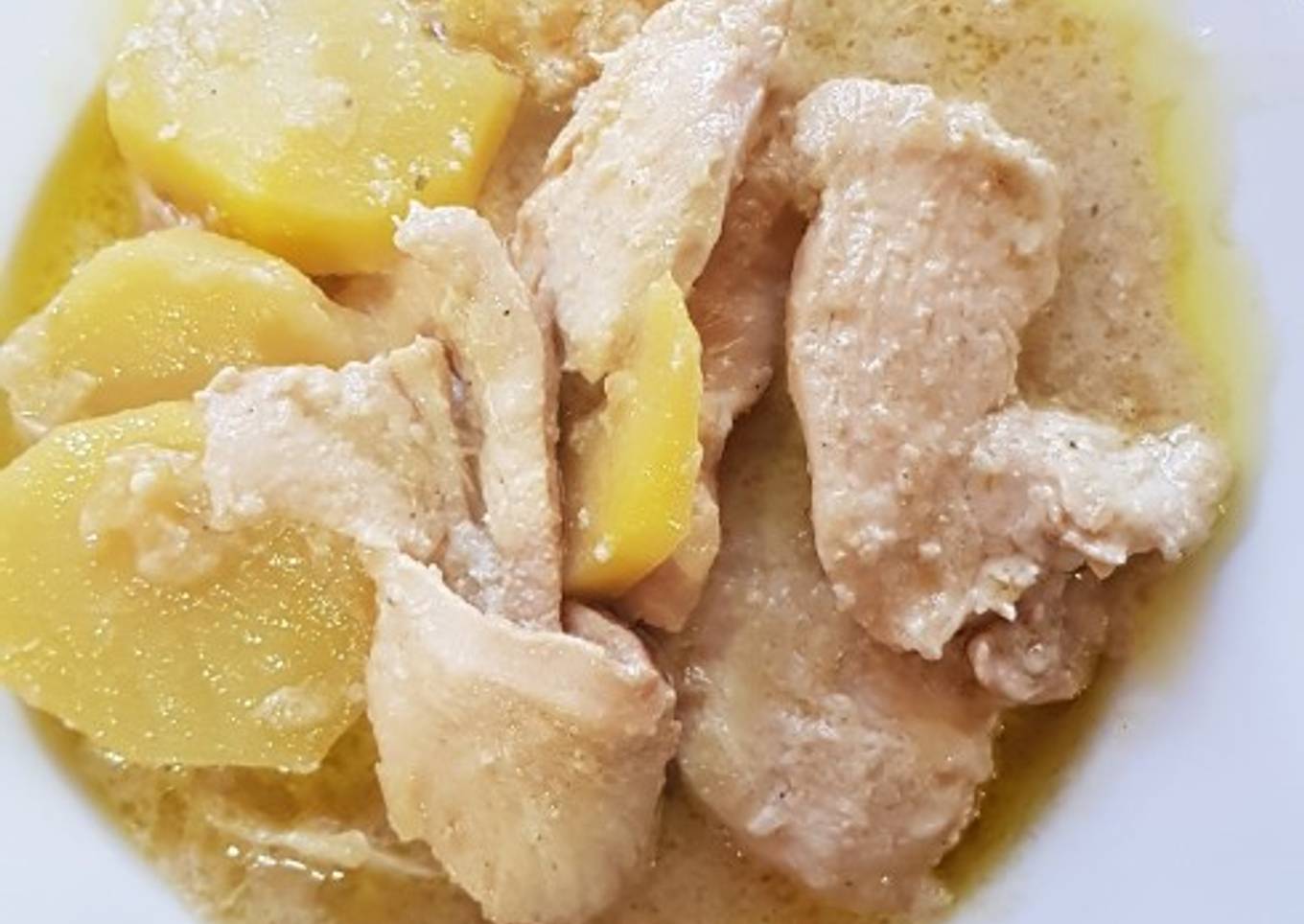 Pollo y patatas con roquefort