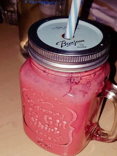 A picture of Natural yoghurt and fruits smoothie.