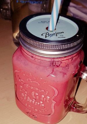 A picture of Natural yoghurt and fruits smoothie.