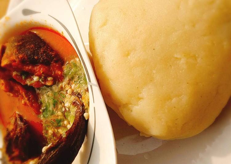 Okro and stew with garri