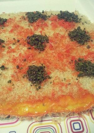 A picture of Kunafa with jaggery syrup.