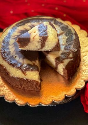 A picture of Eggless Chocolate Marble Cake.