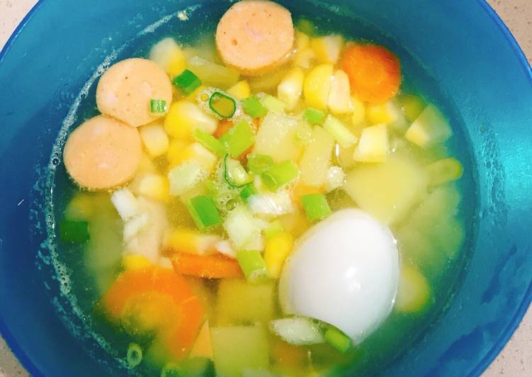 Easiest Way to Cook Delicious Sop jagung telur puyuh sosis