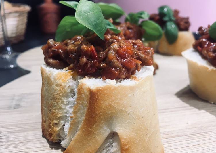 Simple Way to Prepare Speedy Bolognese Bruschetta