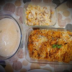 A picture of Dum biryani with Kheer.
