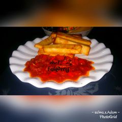 Fried yam with garlic and tomatoes souce by salma.s.Adam A picture of Fried yam with garlic and tomatoes souce by salma.s.Adam.